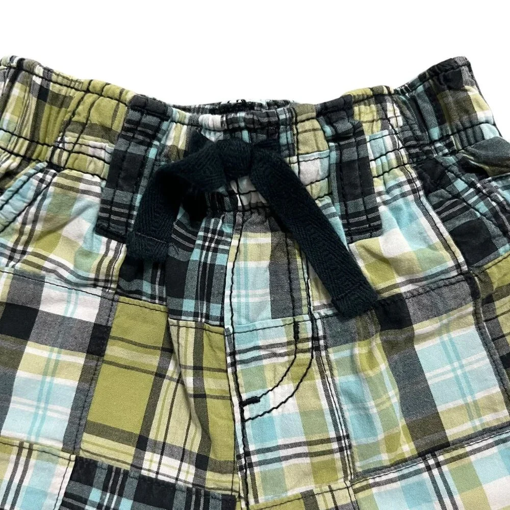 Gymboree 3-6m Green & Blue Madras Plaid Shorts